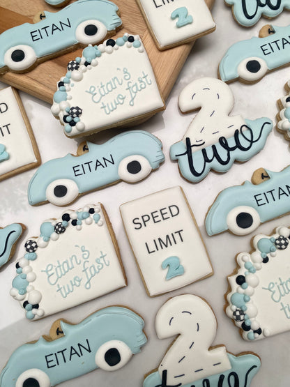 Two fast/ race car birthday cookies/ 2 dozen