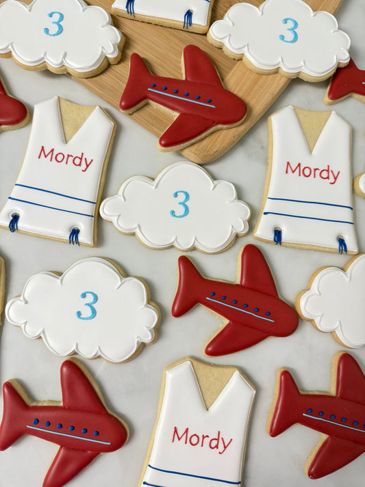 Airplane themed upsherin cookies