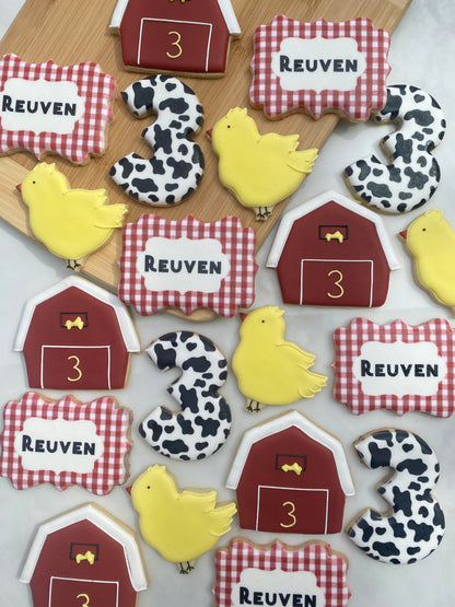 Farm themed birthday cookies/ 2 Dozen