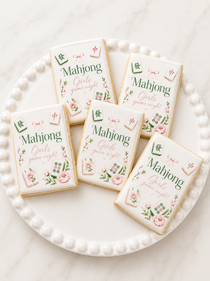 Girls game night Mahjong cookies- Box of 5 (pink floral)