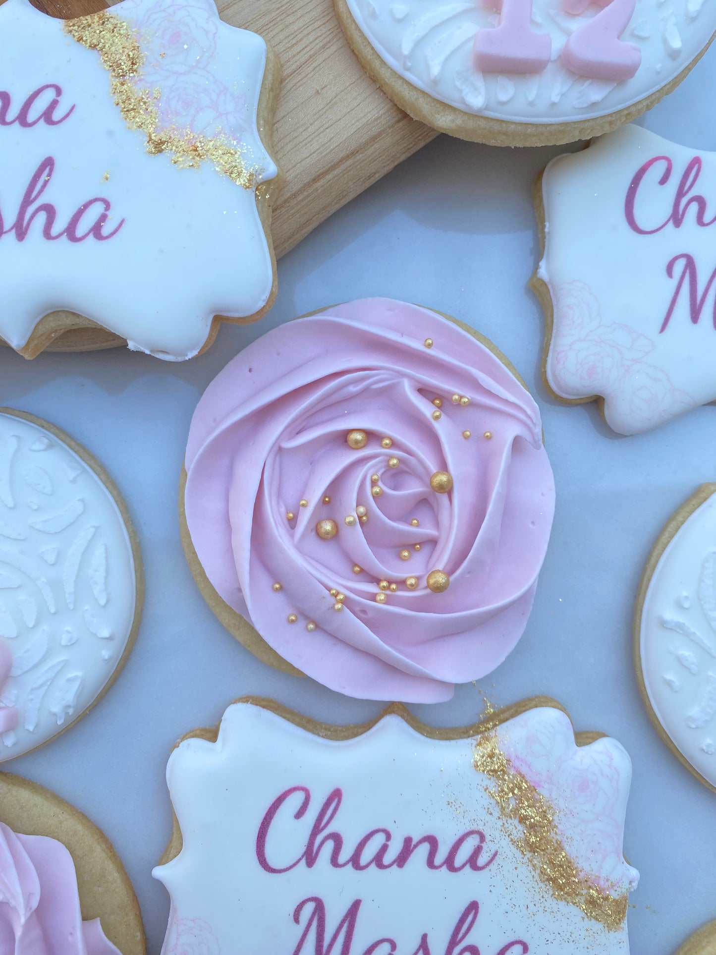 Glitter and rose birthday cookies/ 2 dozen