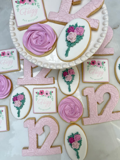 Floral birthday cookies/ 2 Dozen