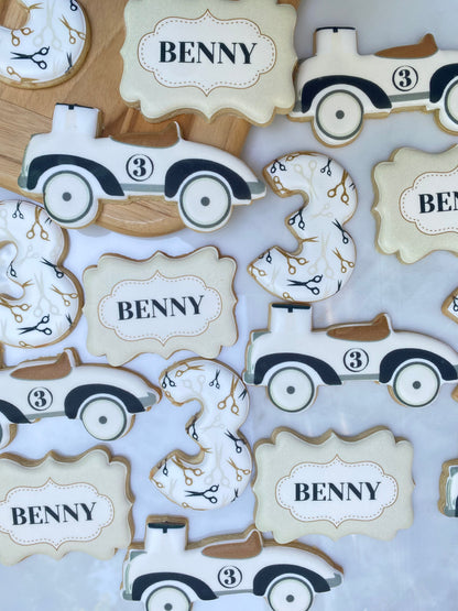 Vintage race car set printed/ 1 dozen