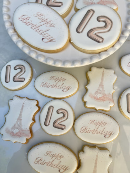 Paris themed birthday cookies/ 1 dozen