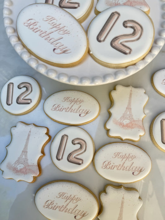 Paris themed birthday cookies/ 1 dozen