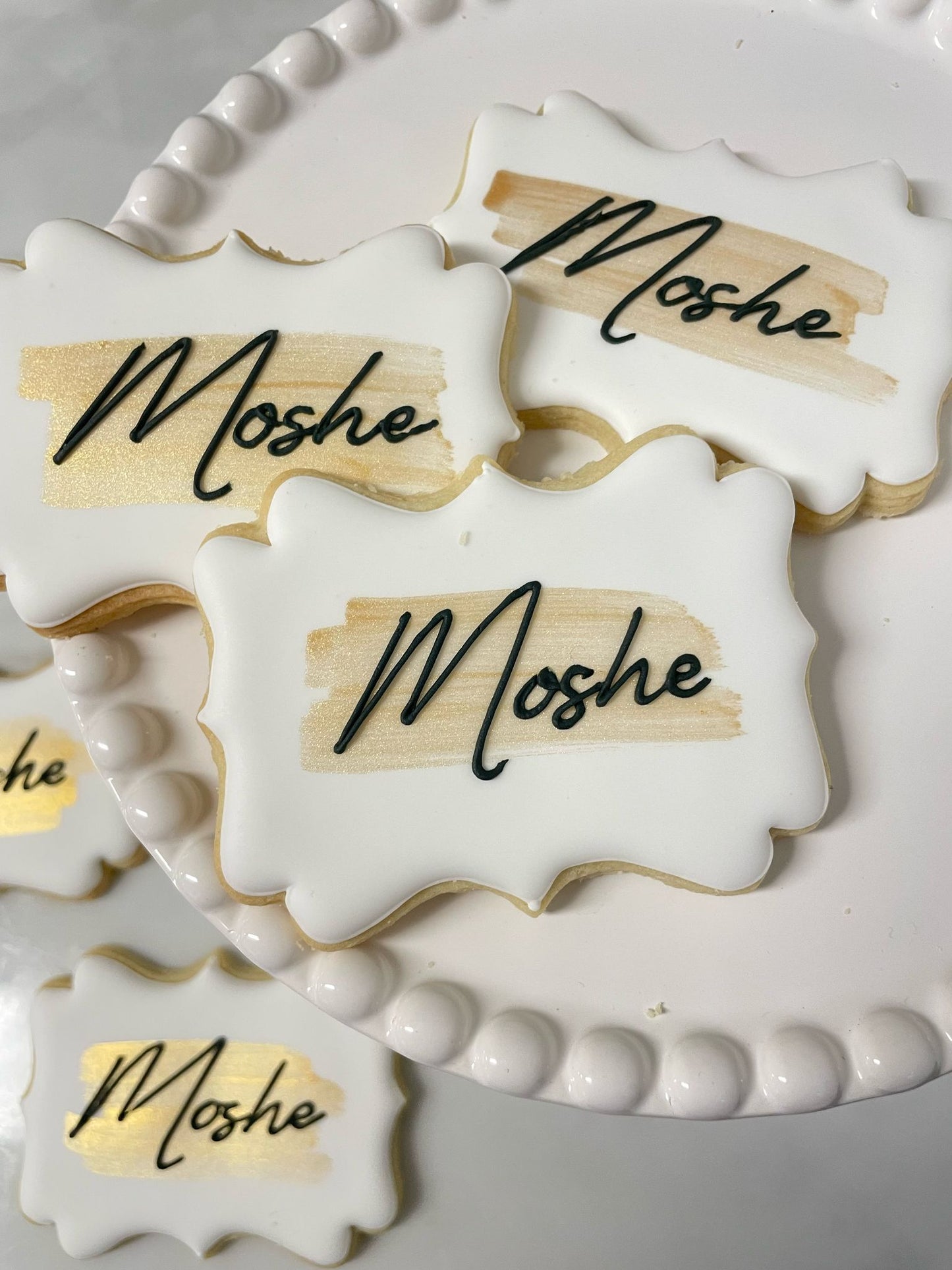Name cookies with gold brush stroke - 1 dozen