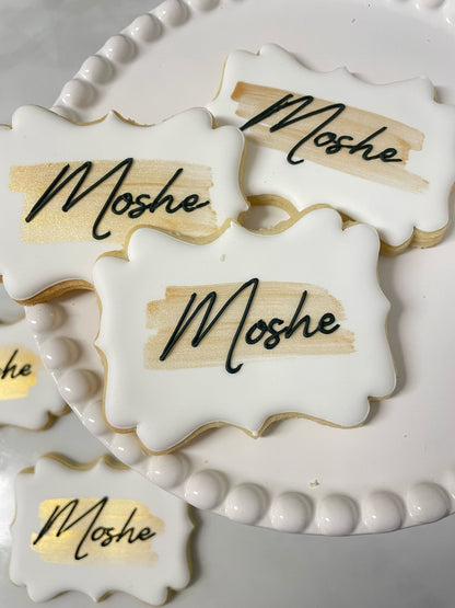 Name cookies with gold brush stroke - 1 dozen