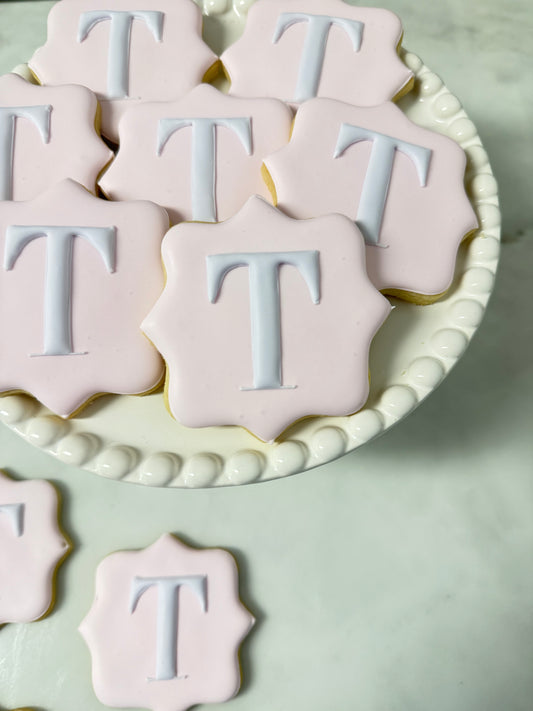 Initial cookies hand piped/ 2 Dozen