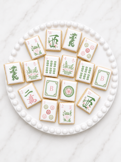 Mahjong tile (pink floral) cookie gift box