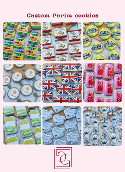 Custom Purim printed cookies