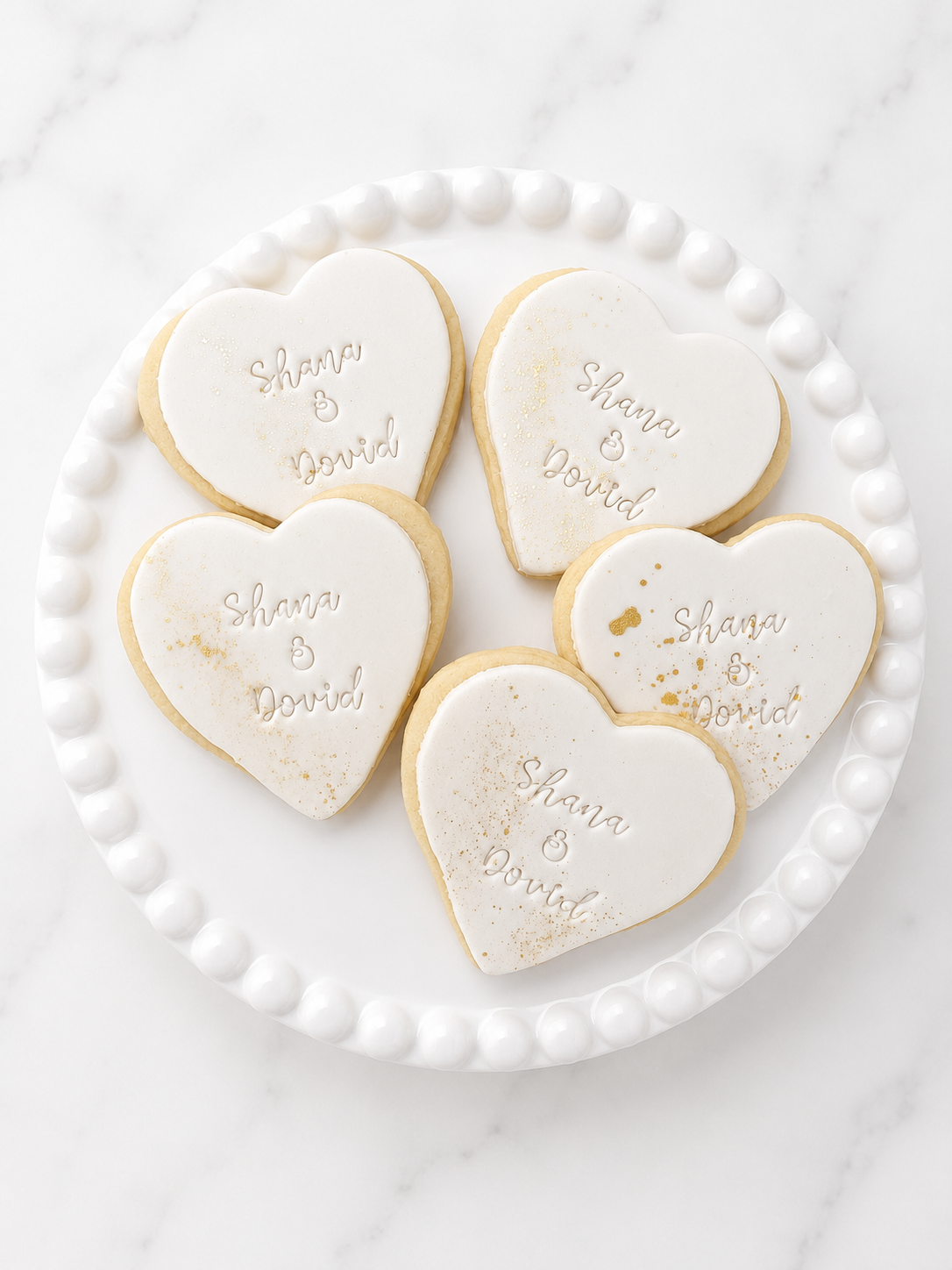 Gold accent heart impressed cookies- 1 dozen