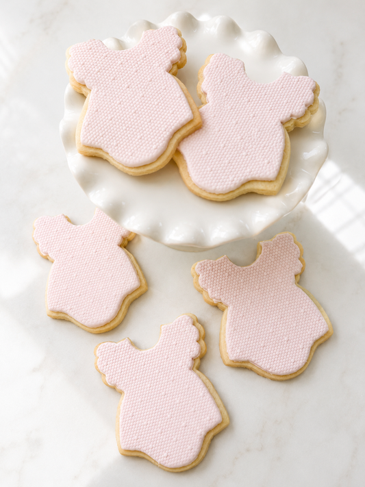 Lace texture fondant onesie cookies/ 1 dozen